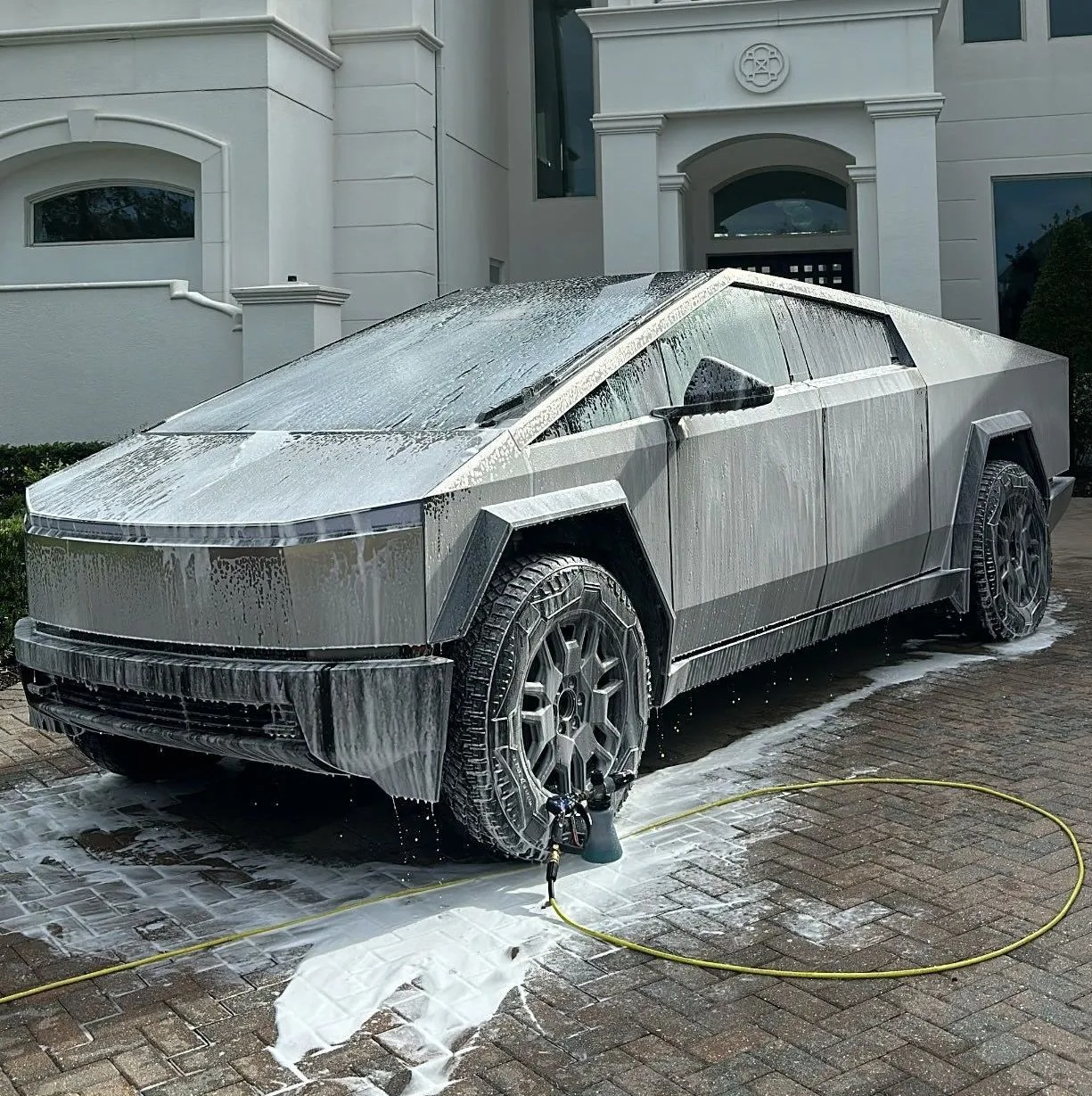 Tesla Cybertruck after detailing in Orlando — Black V Protect